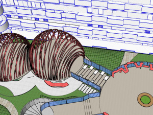 Modern campus atrium landscape installation landscape 3D Model