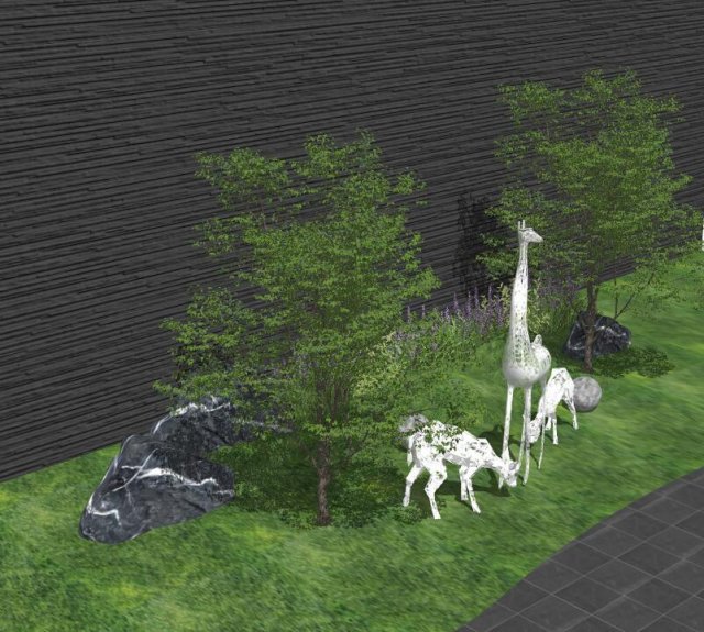 Modern landscape sculpture giraffe deer moon lantern park sculpture 3Dモデル .c4d .max .obj .3ds .fbx .stl .blend