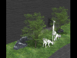 Modern landscape sculpture giraffe deer moon lantern park sculpture 3D Model