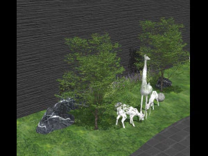 現代の風景彫刻キリン鹿月ランタン公園の彫刻 3Dモデル