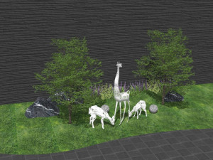 Modern landscape sculpture giraffe deer moon lantern park sculpture 3Dモデル