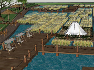 Rice field farm landscape SU Daoxiang recreation fishing Modelo 3D