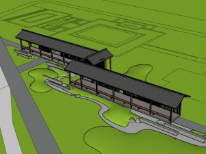 Su Model of Chinese wooden Corridor frame 3D Модель