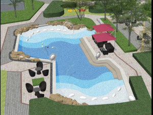 Su model of modern residential landscape 3D Model