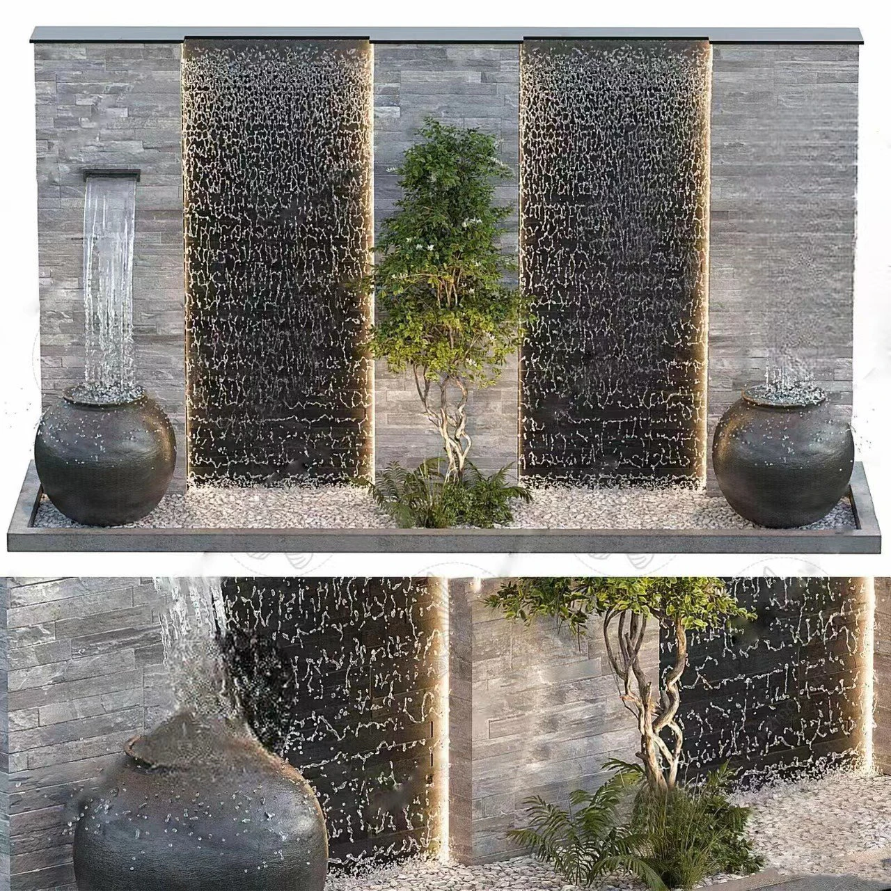 Su model of small-scale waterscape wall 3D Model .c4d .max .obj .3ds .fbx .stl .blend 