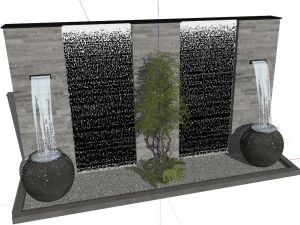 Su model of small-scale waterscape wall 3D Model