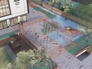 View of the square along the street 3D Model
