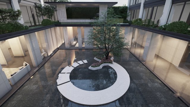 Sunken courtyard view 3Dモデル .c4d .max .obj .3ds .fbx .stl .blend