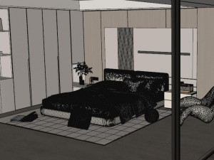 Fine Design of SU Model of Modern Cream Wind bedroom 3D Model