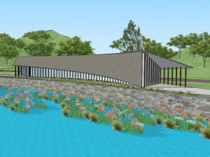 Landscape SU Model of Post Station Visitor Center 3D Model