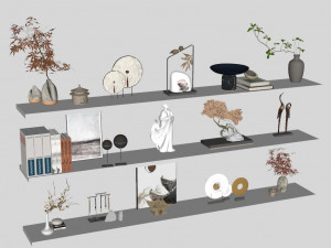 SU Model Design of Indoor New Chinese Decoration parts Modello 3D