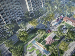 Modello Su del moderno paesaggio residenziale boutique Modello 3D