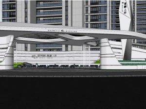 Mod&egrave;le Su du paysage moderne en lignes bris&eacute;es Modèle 3D