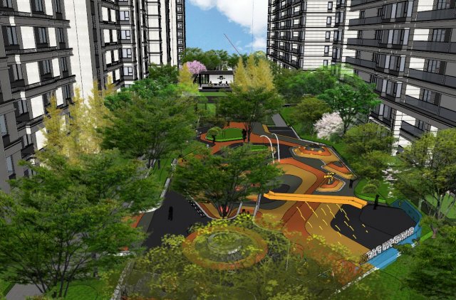 Su model of modern high-end residential landscape Model 3D .c4d .max .obj .3ds .fbx .stl .blend 