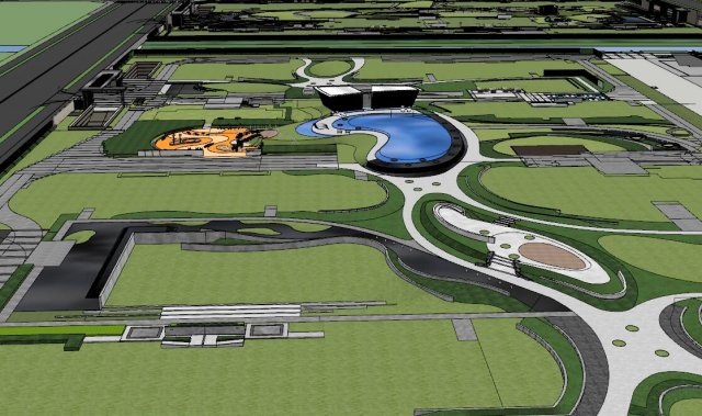 Su Model of Modern streamline Regional Landscape 3Dモデル .c4d .max .obj .3ds .fbx .stl .blend 