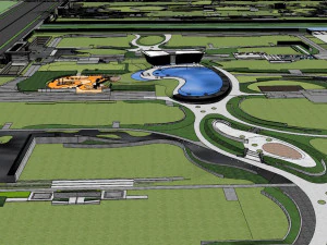 Su Model nowoczesnego, usprawnionego krajobrazu regionalnego Model 3D