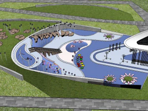 Su Model of Modern streamline Regional Landscape 3D Model
