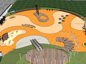 Su Model of Modern streamline Regional Landscape 3D Model