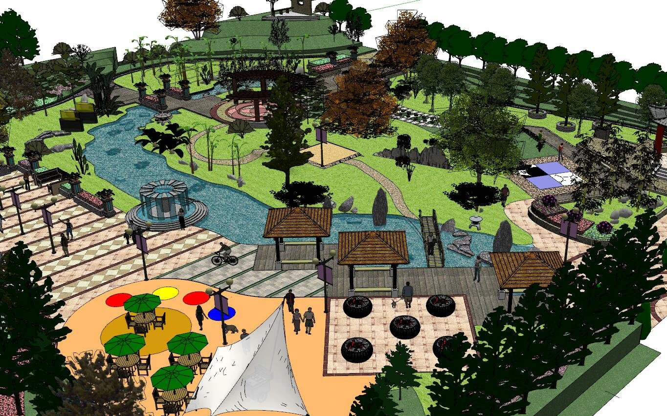 Su model of waterfront park landscape 3D Model .c4d .max .obj .3ds .fbx .stl .blend 