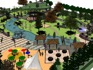 Su model of waterfront park landscape 3D मॉडल