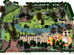 Su model of waterfront park landscape 3D Model