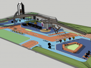 Platform ramp climbing childrens recreational activity facilities landscape model 3D Model