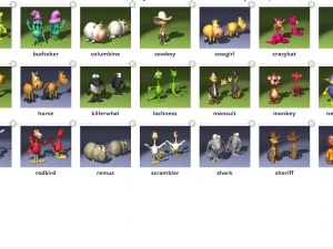 20 cartoon characters in 3D C4D OBJ format 3D Model
