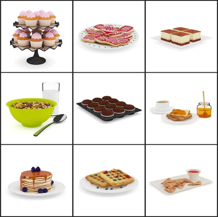 Collection of 31 sweet food pastries C4D models 3D Model .c4d .max .obj .3ds .fbx .stl .blend 