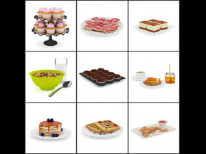 Collection of 31 sweet food pastries C4D models Modèle 3D