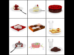 Collection of 31 sweet food pastries C4D models 3D Model