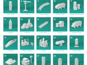 180 C4D cartoon low polygon items monomer Happy Toolbox model pack 3D Model