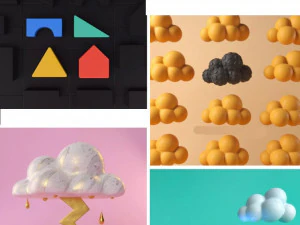 180 C4D cartoon low polygon items monomer Happy Toolbox model pack 3D Model