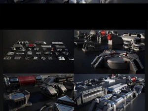 26个科幻电缆和管道零件C4D MAX 3D OBJ格式模型渲染与材质贴图 3D 模型