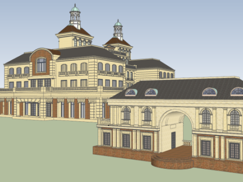 European classical hotel project su model 3D Модель