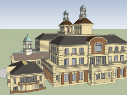European classical hotel project su model Modèle 3D
