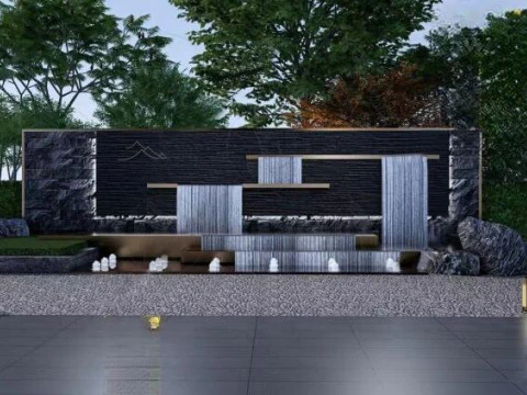 Flie&szlig;endes Landschaftswandsu-Modell 3D Modell