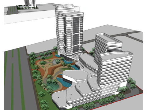 Hotelgebotsmodell B-Grundst&uuml;ck 3D Modell