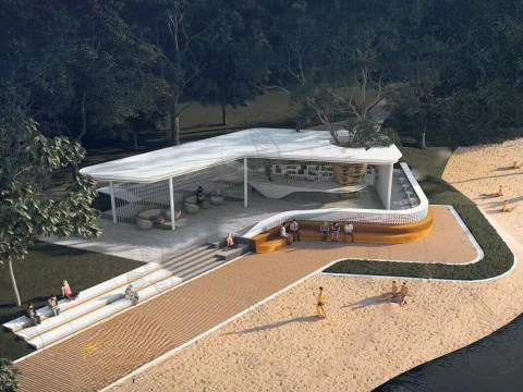 Modern landscape pavilion su model 3D Model