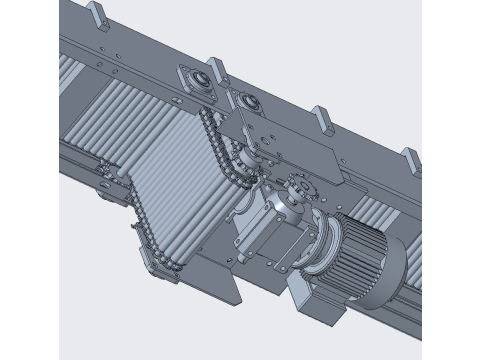 Heat resistant sprocket conveying line Model 3D