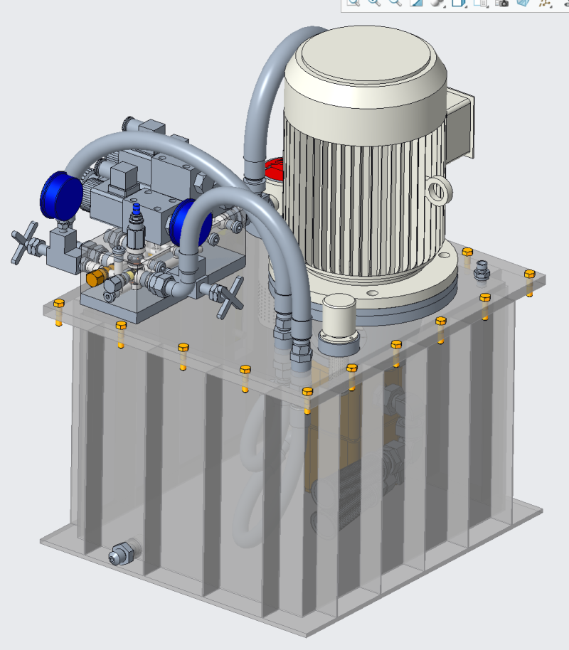 Hydraulic pump station 3D 模型 .c4d .max .obj .3ds .fbx .stl .blend