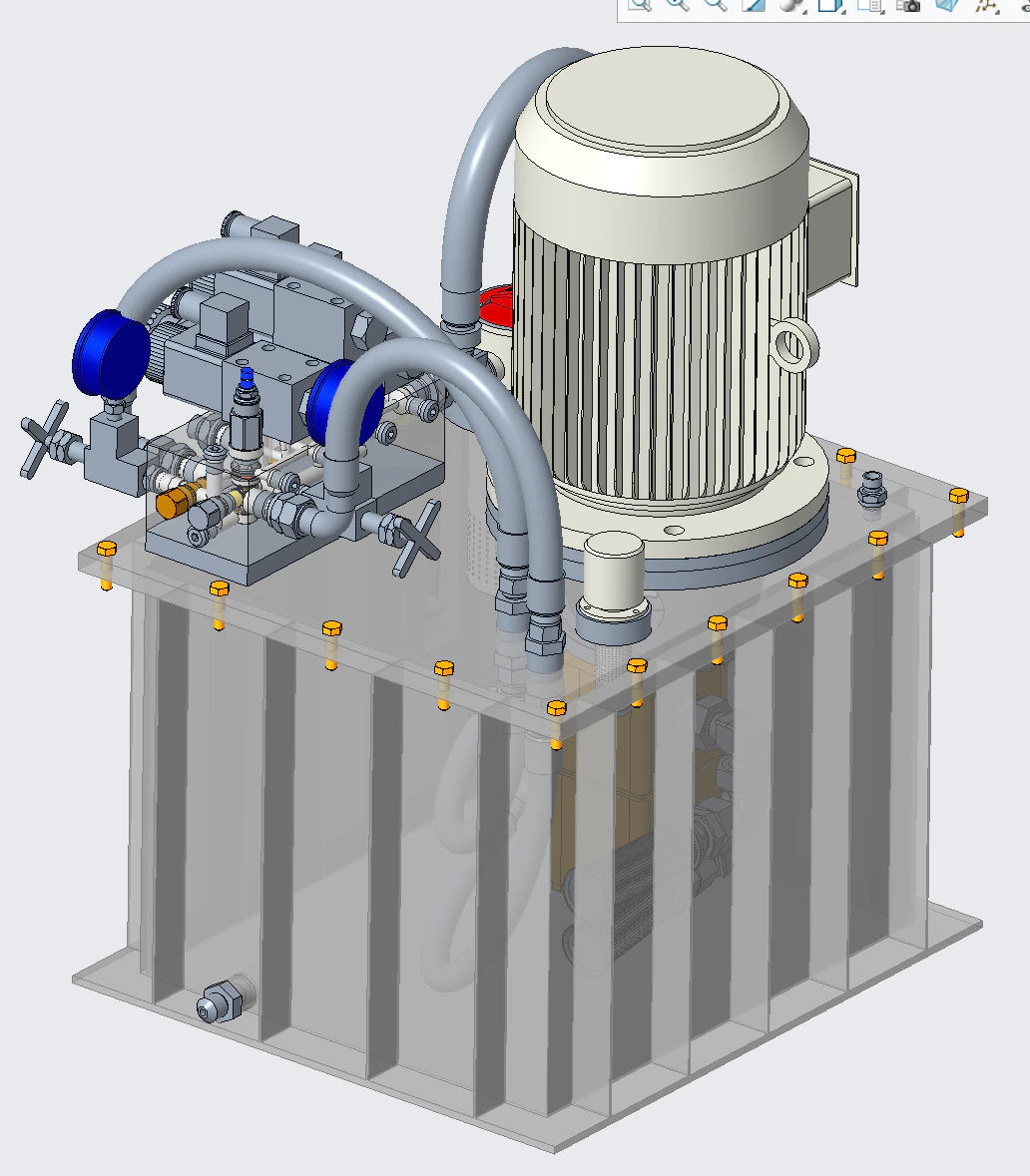 Hydraulic pump station 3D Model .c4d .max .obj .3ds .fbx .stl .blend