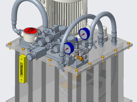 Hydraulic pump station 3D Model