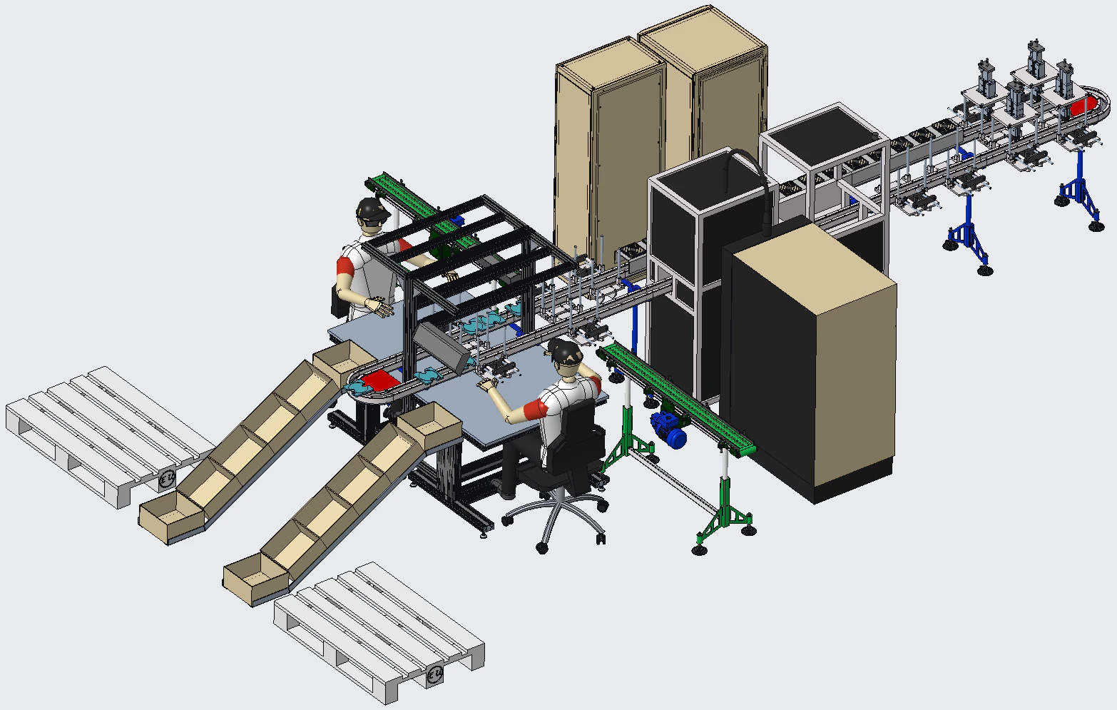 Parts packaging line equipment 3D Model .c4d .max .obj .3ds .fbx .stl .blend 