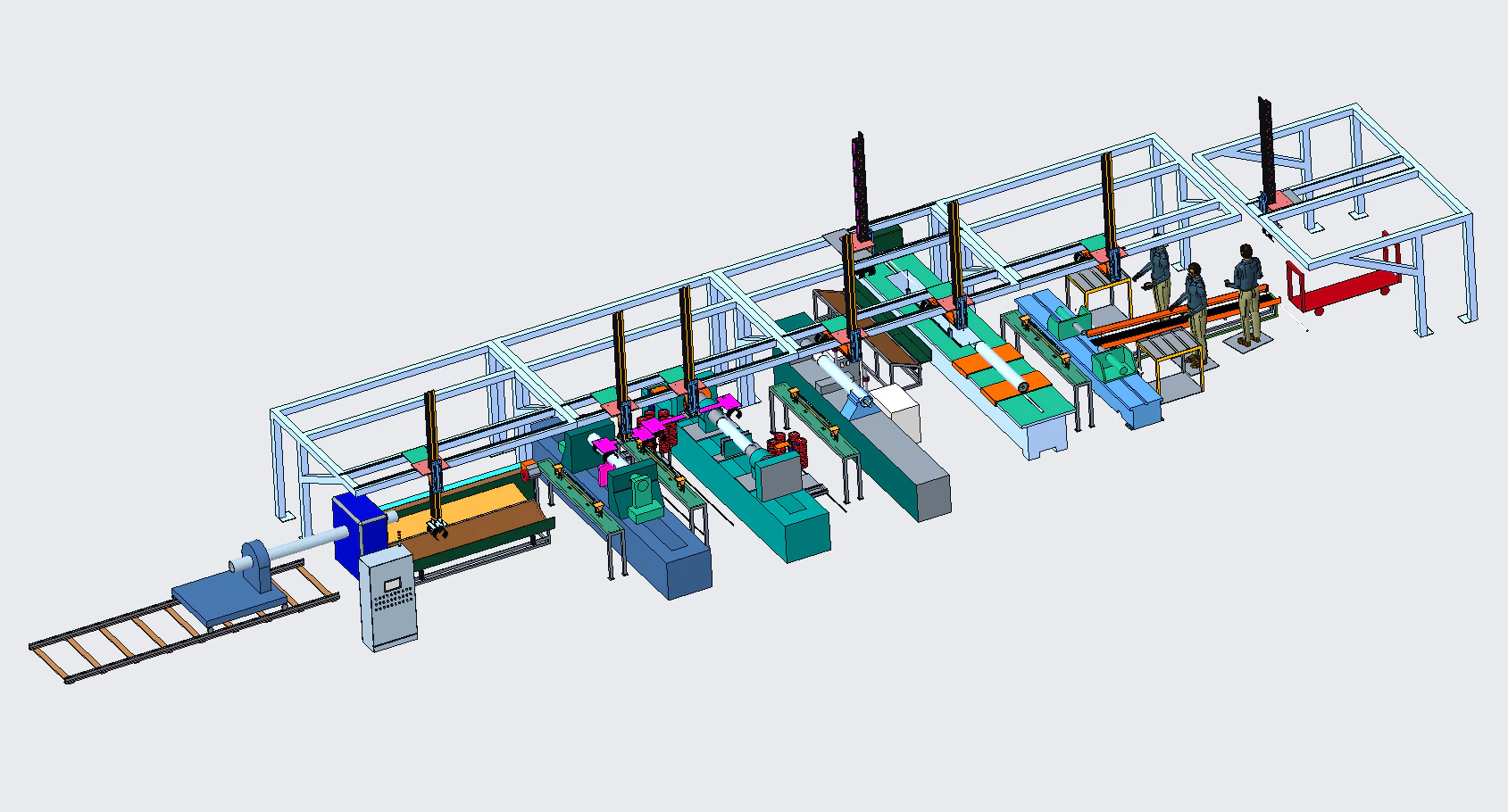 Automatic idler production line 3D Model .c4d .max .obj .3ds .fbx .stl .blend 