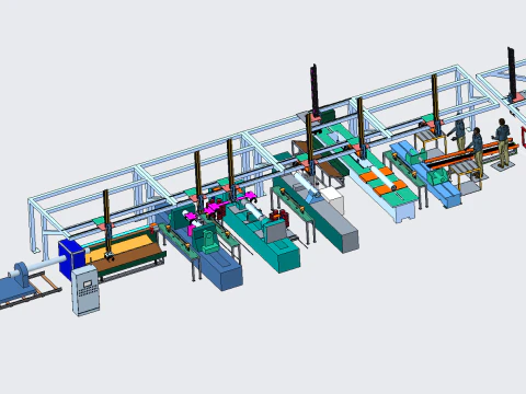 Automatyczna linia do produkcji rolek napinających Model 3D