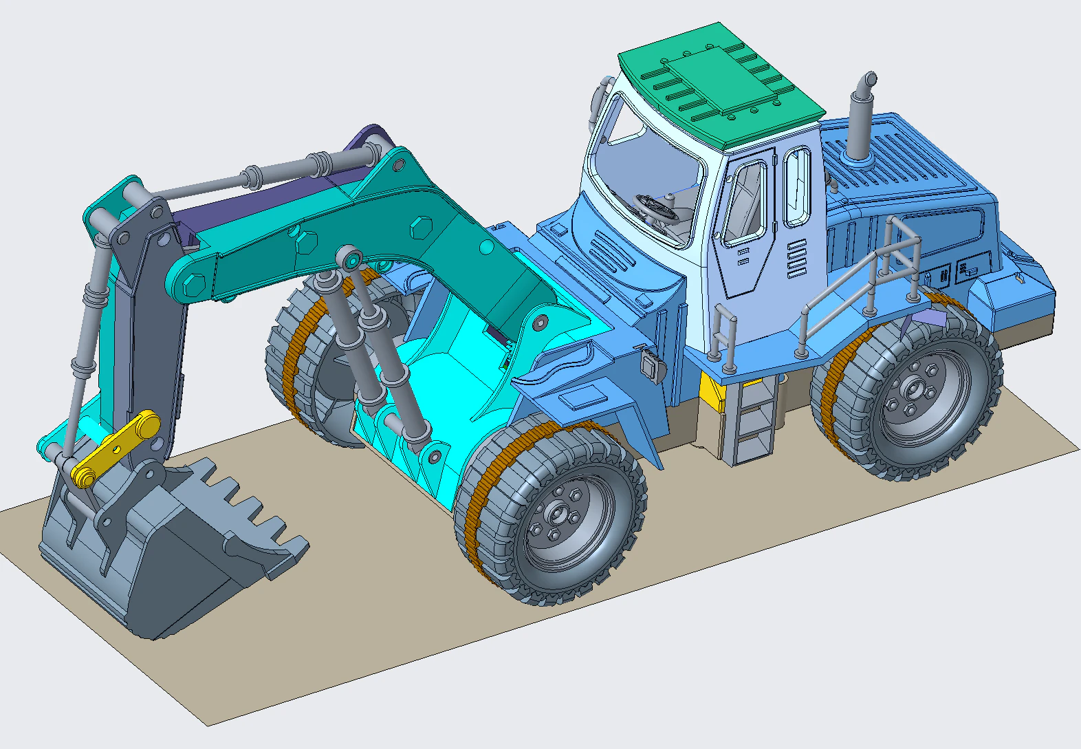 Excavator PROE 3D Model .c4d .max .obj .3ds .fbx .stl .blend