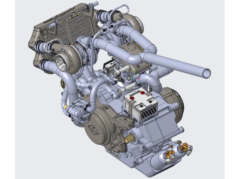 Motore PINKI twin turbointercooler PROE Modello 3D
