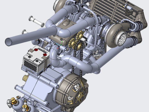 PINKI twin turbocharged engineintercooler PROE 3D Model