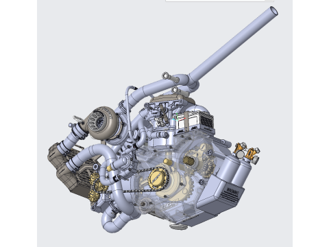 PINKI twin turbocharged engineintercooler PROE 3D Model