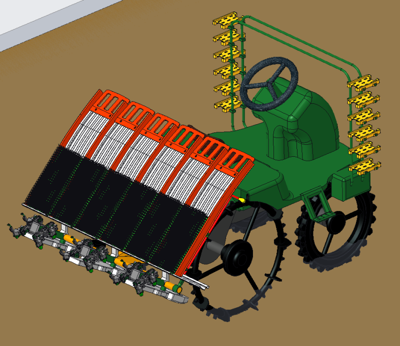 Riding rice transplanter PROE 3D Model .c4d .max .obj .3ds .fbx .stl .blend 